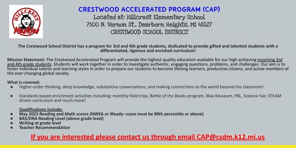 Crestwood Accelerated Program (CAP)