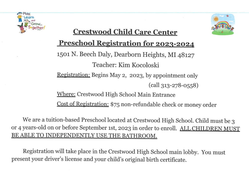 Preschool Registration Page